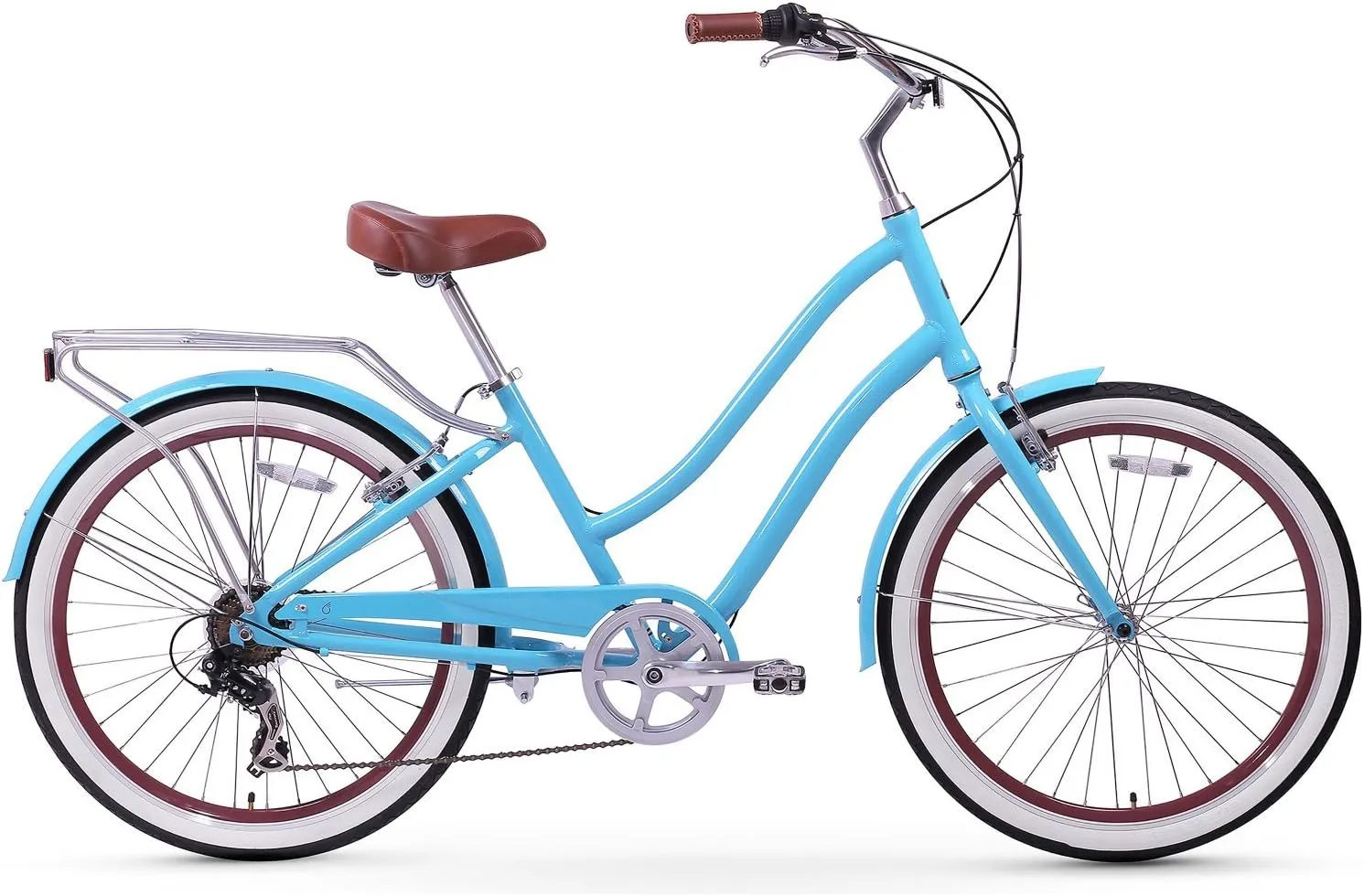 sixthreezero EVRYjourney Women's Beach Cruiser Bike, Step-Through Touring Hybrid Bicycle