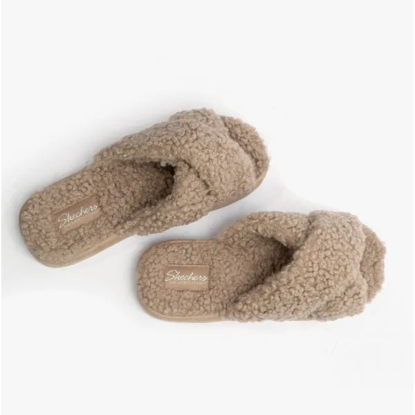Skechers 167236/TPE COZY SLIDE Womens Slippers Taupe/Natural