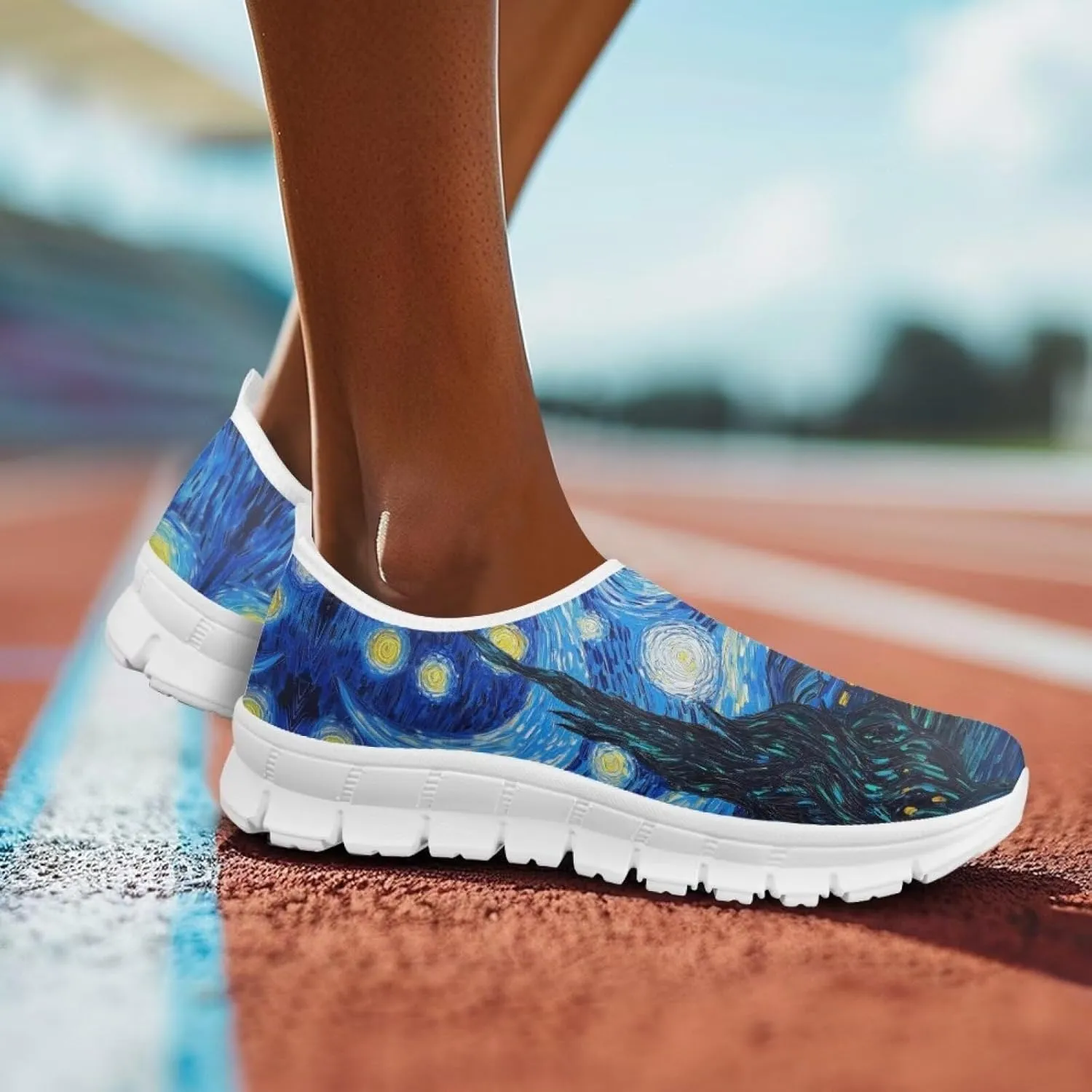 Slip On Walking Shoes for Women Knit Mesh Casual Shoes Non Slip Size 5-10.5