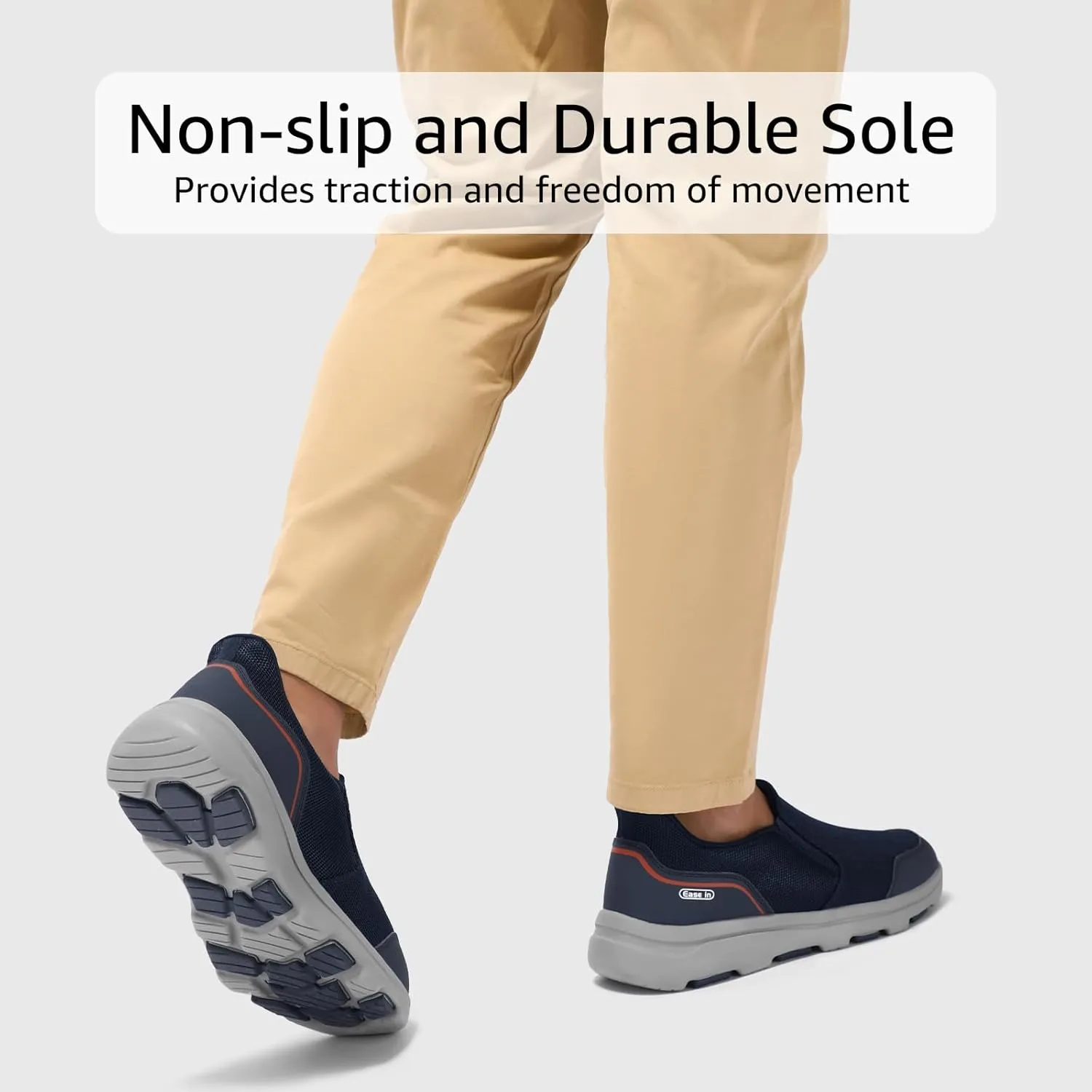 STQ Mens Orthopedic Shoes for Plantar Fasciitis, Comfortable Slip on Walking Shoes for Foot and Heel Pain Relief