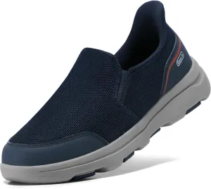 STQ Mens Orthopedic Shoes for Plantar Fasciitis, Comfortable Slip on Walking Shoes for Foot and Heel Pain Relief