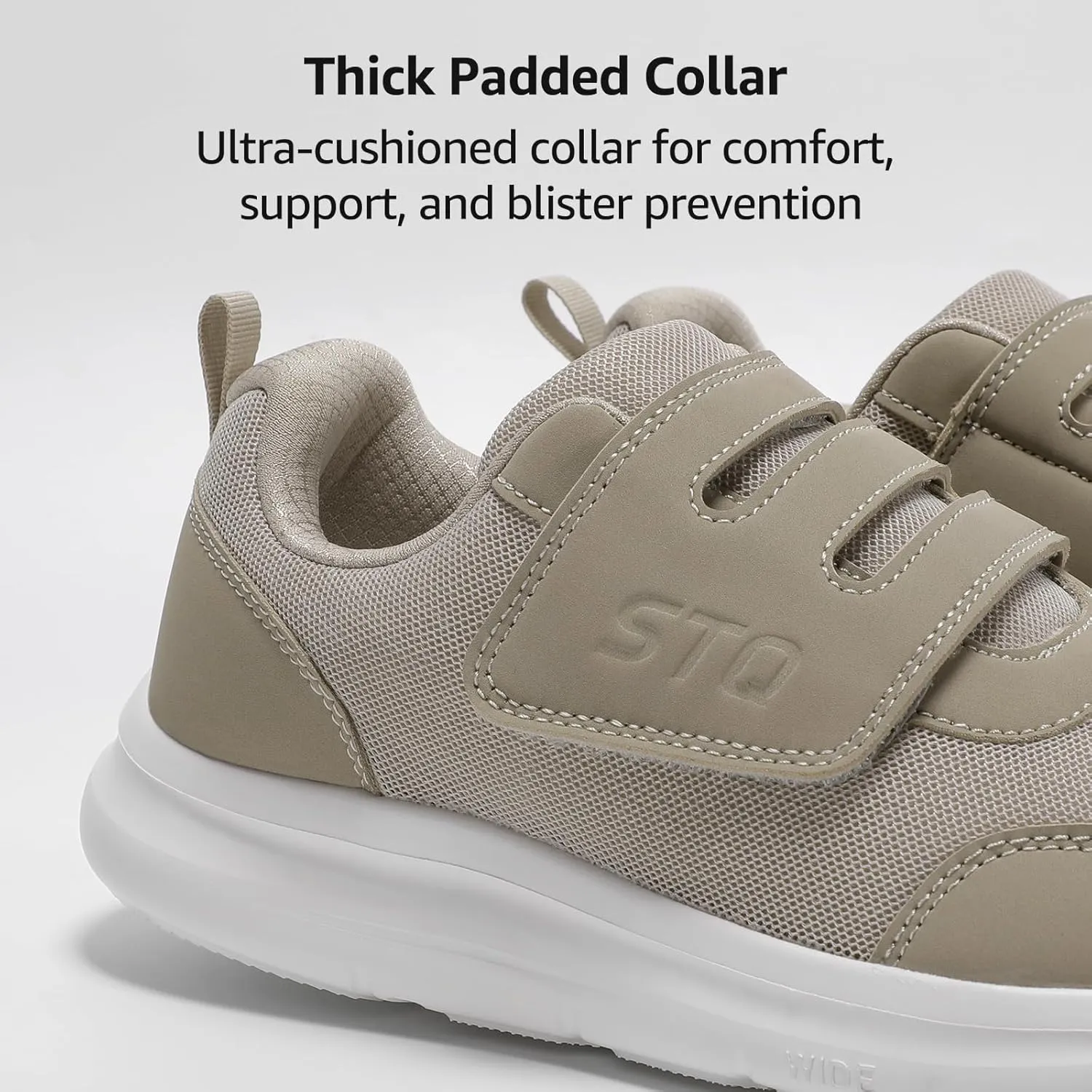 STQ Wide Toe Box Shoes Women, Hook and Loop Orthopedic Walking Shoe for Seniors, Bunions, Plantar Fasciitis, Hammertoes, Swollen Feet