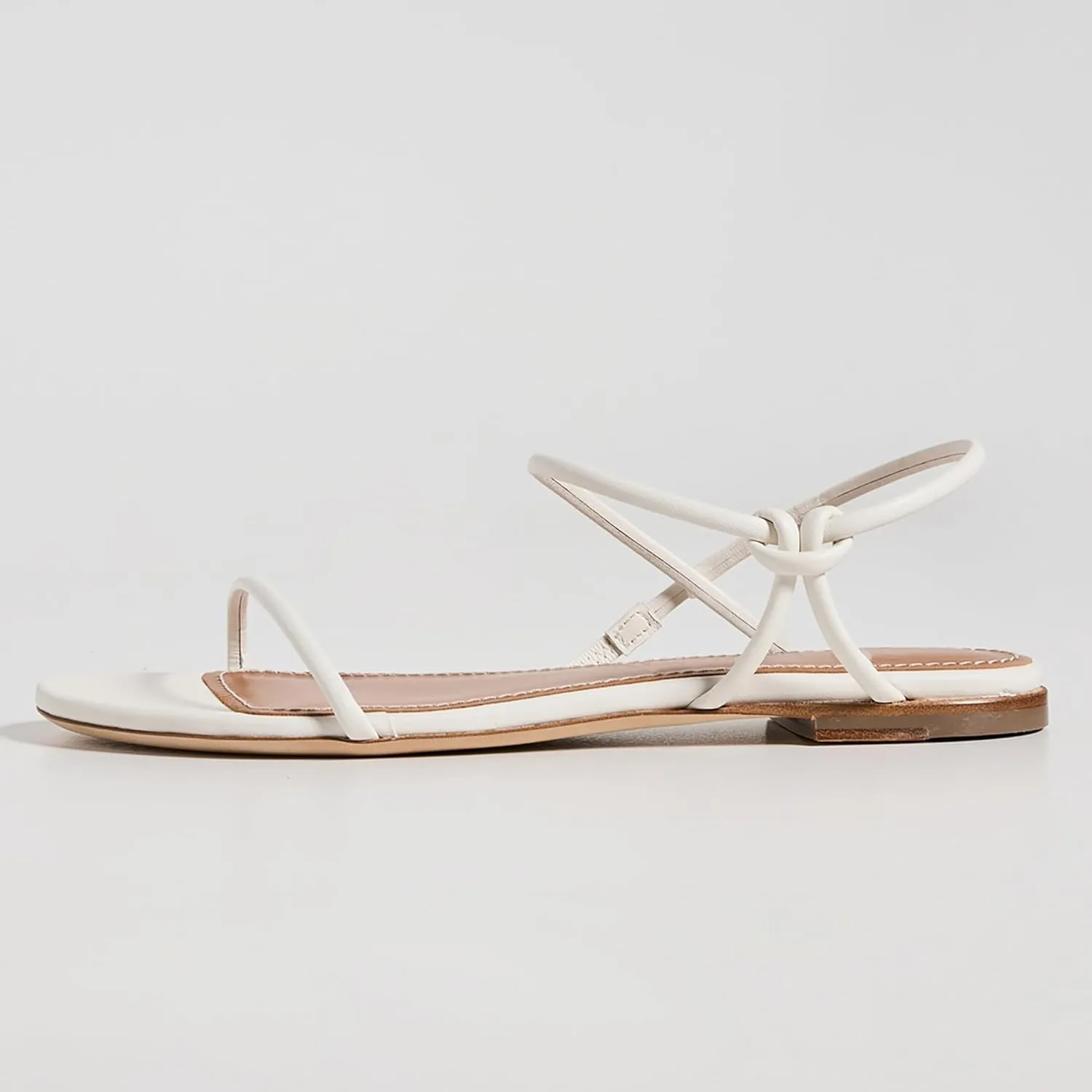Strappy Flat Sandals for Women Round Open Toe Slip on Ankle Strap Backless Sandals Slingback Casual Vacation Dressy Shoes