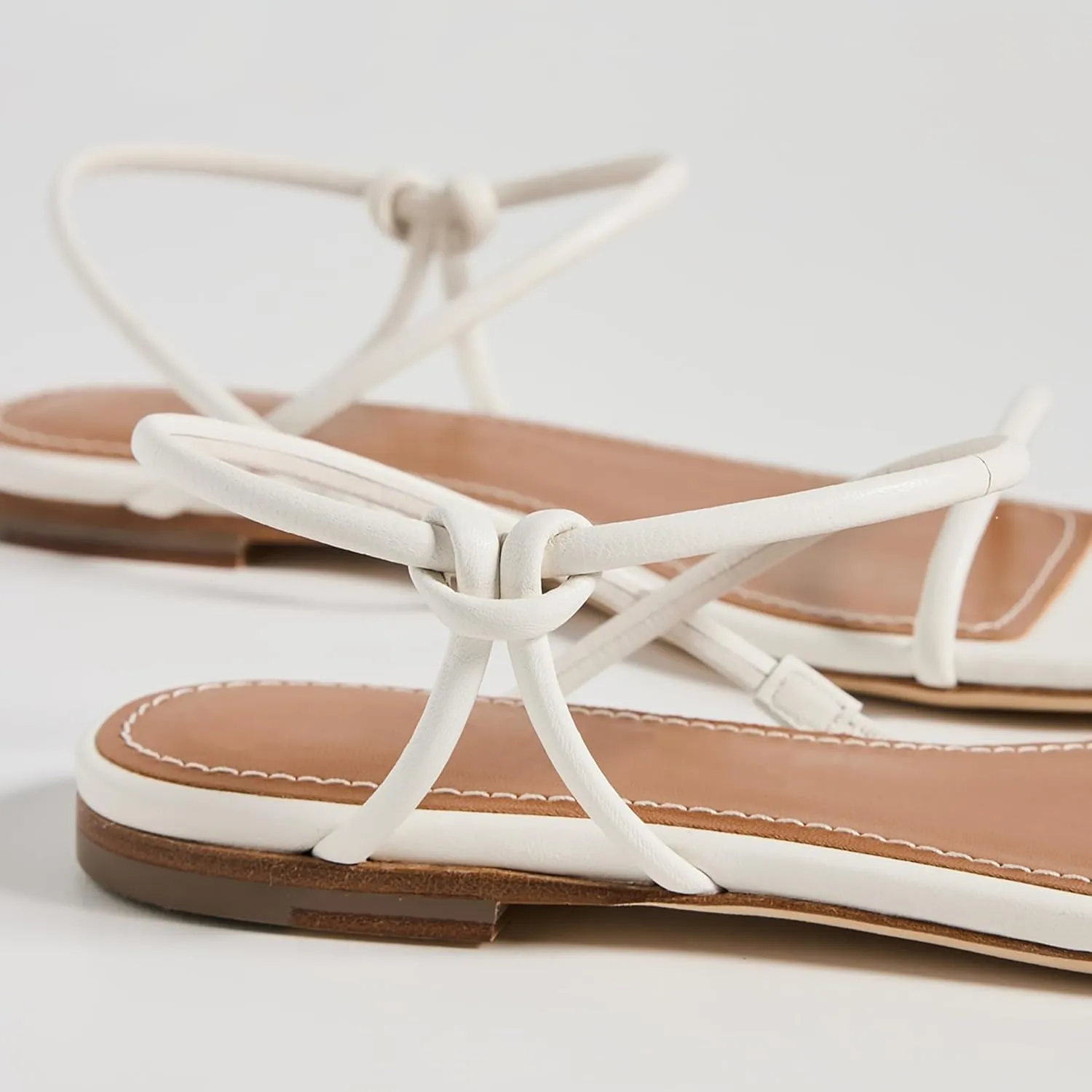 Strappy Flat Sandals for Women Round Open Toe Slip on Ankle Strap Backless Sandals Slingback Casual Vacation Dressy Shoes