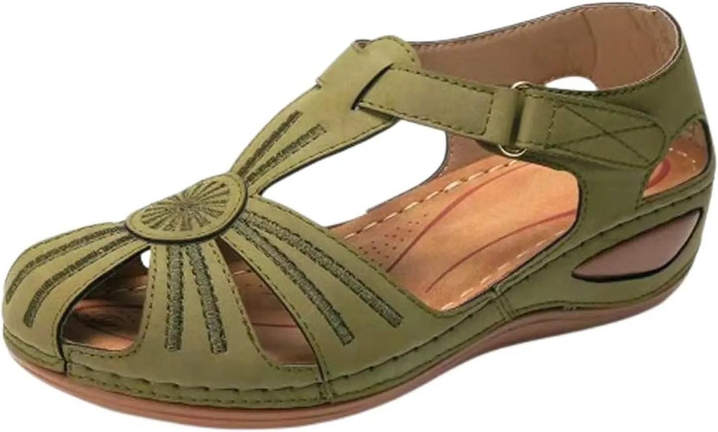 Summer Closed Toe Sandals for Women Platform Dressy Wedge Ankle Strap Adjustable Comfortable Sandals Orthopedic Beach Bohemia Causal Wedge Shoes Walking Elegant Outdoor Breathable Sandal
