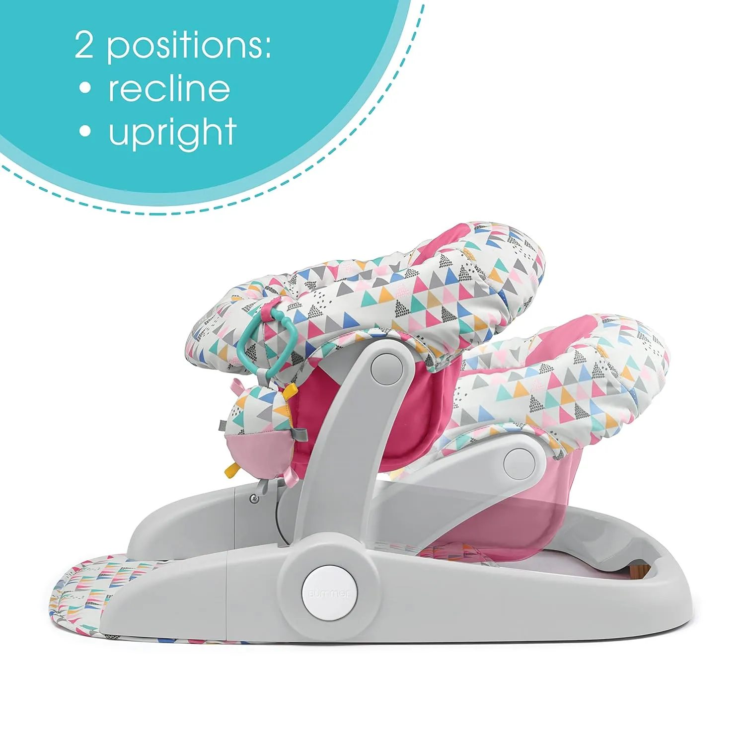 Summer Infant Learn-to-Sit 2-Position Floor Seat (Funfetti Pink) – Sit Baby Up in This Adjustable Baby Activity Seat Appropriate for Ages 4-12 Months – Includes Toys
