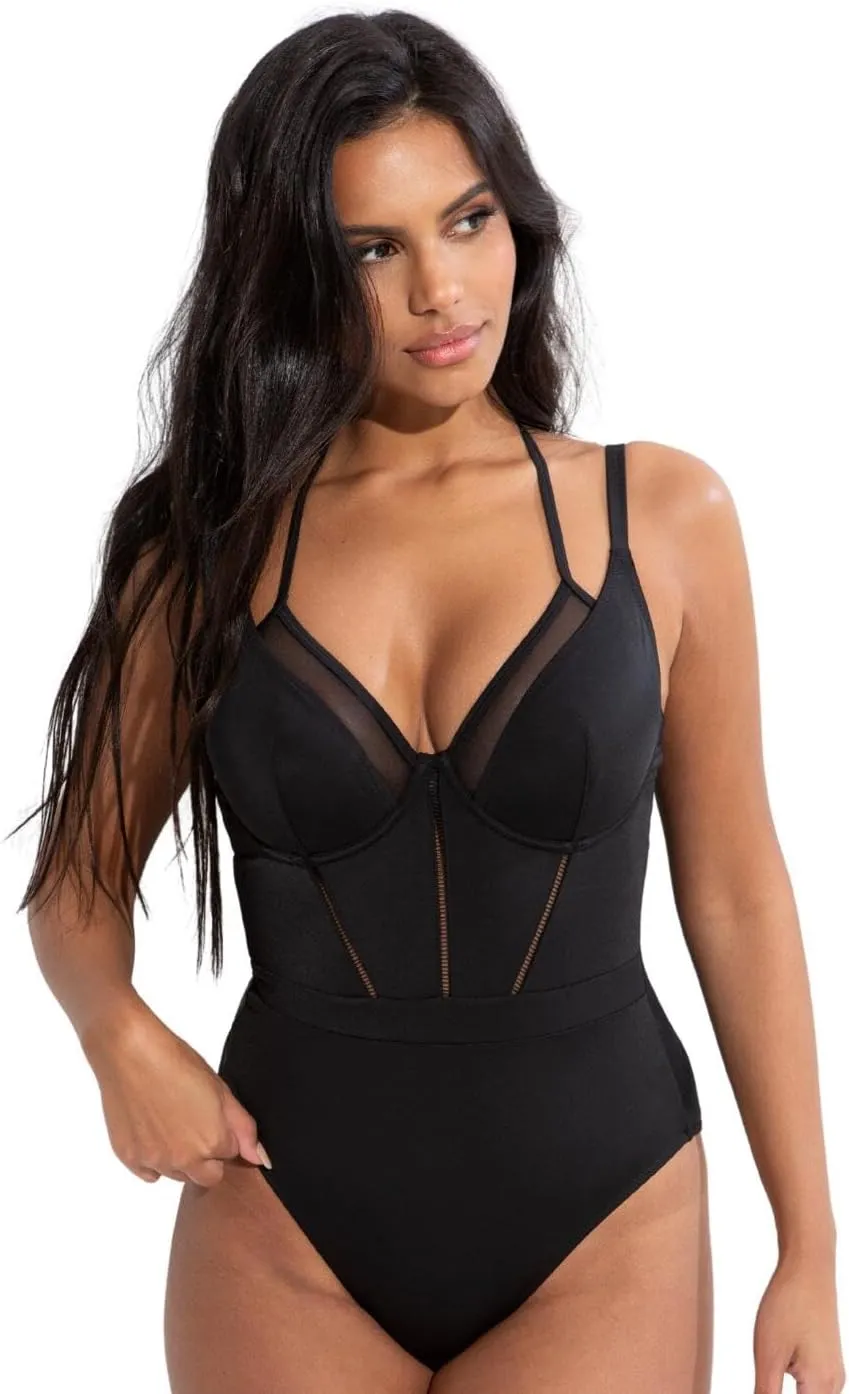 Sydney Double Strap Control Underwire One-Piece 36D, Black