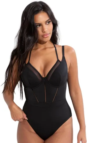Sydney Double Strap Control Underwire One-Piece 36D, Black