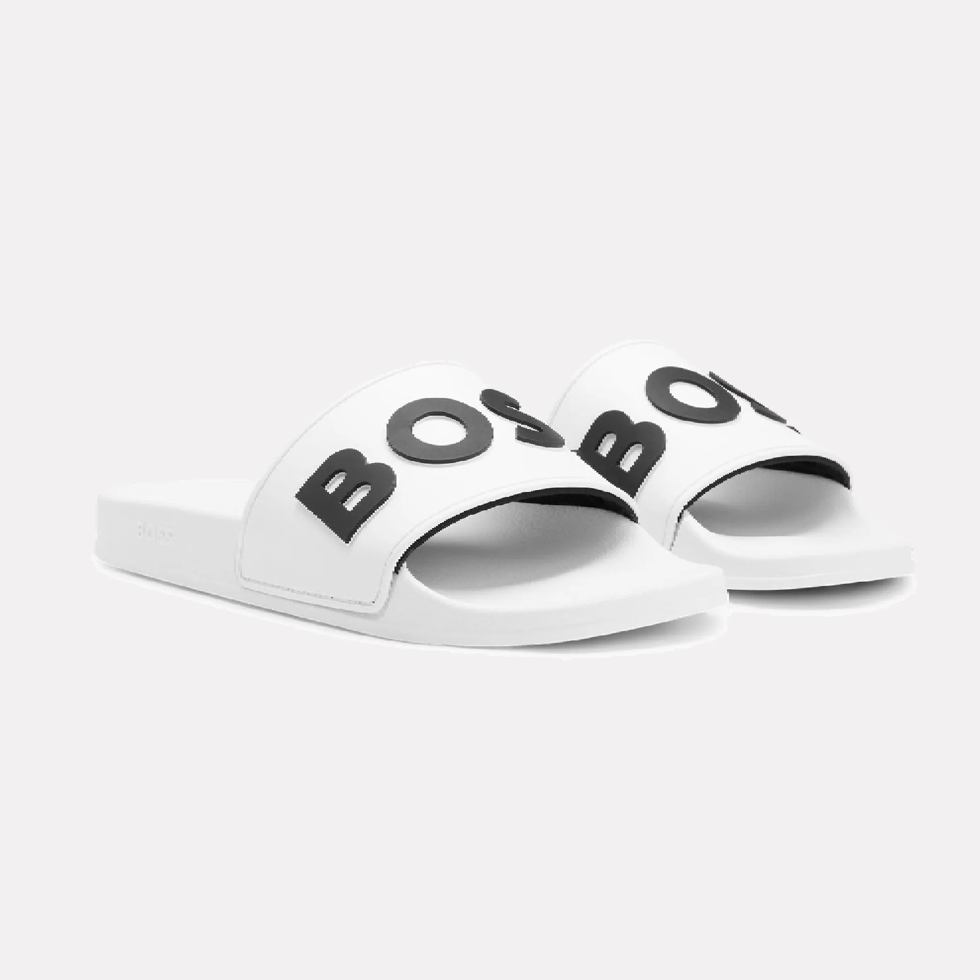 The BOSS Kirk Slide with Contrasting Iconic Logo / White
