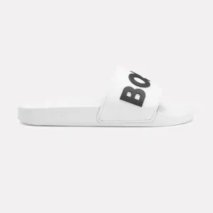 The BOSS Kirk Slide with Contrasting Iconic Logo / White
