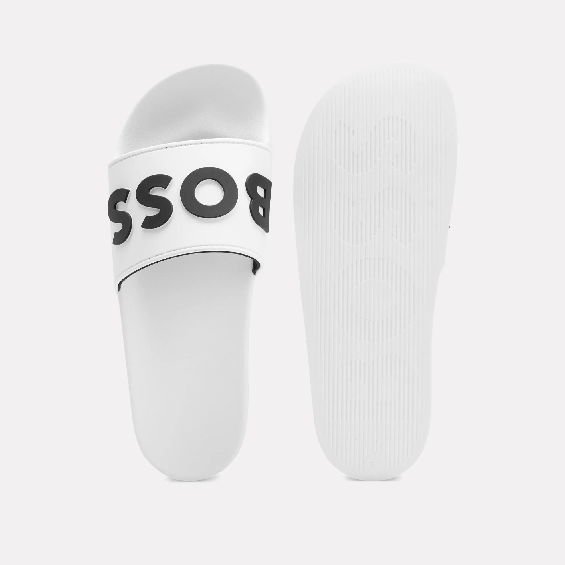 The BOSS Kirk Slide with Contrasting Iconic Logo / White