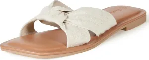 The Drop Women's Ida Bow Flat Sandal, Linen, 7.5