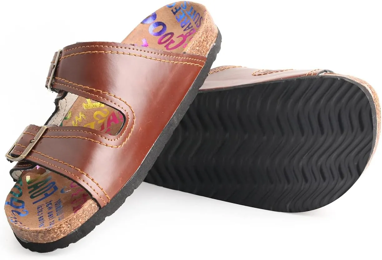 TMA EYES Summer Beach Indoor and Outdoor Anti-skidding Flat Sandals with Two Adjustable Straps