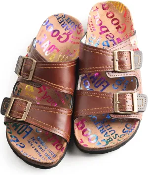 TMA EYES Summer Beach Indoor and Outdoor Anti-skidding Flat Sandals with Two Adjustable Straps