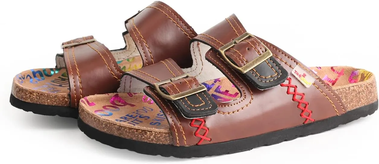 TMA EYES Summer Beach Indoor and Outdoor Anti-skidding Flat Sandals with Two Adjustable Straps