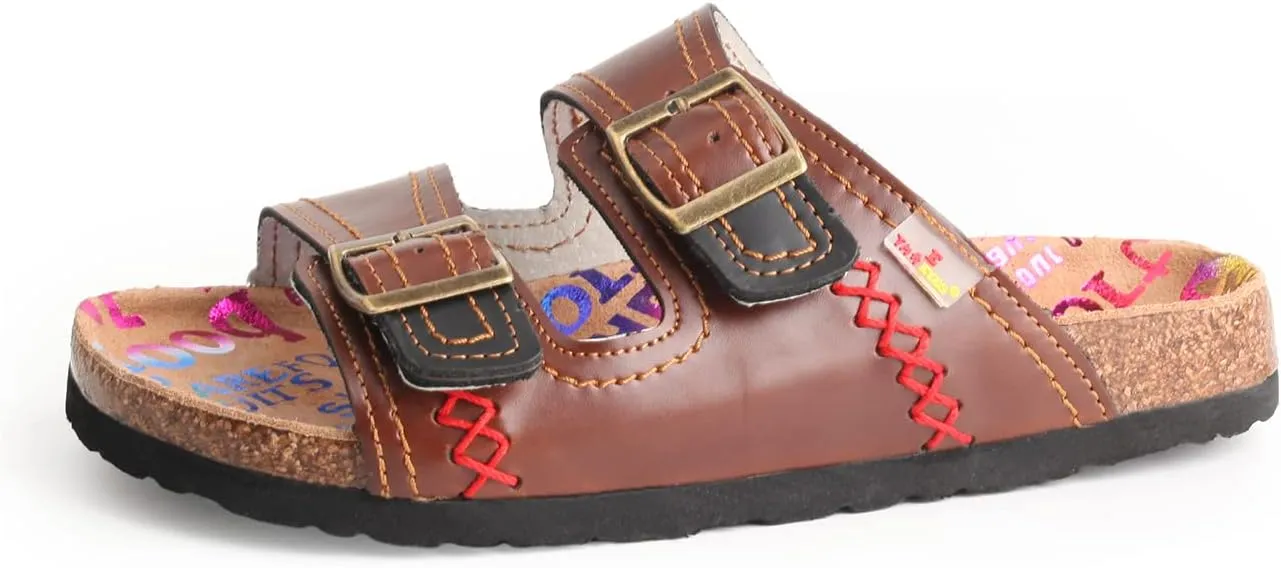 TMA EYES Summer Beach Indoor and Outdoor Anti-skidding Flat Sandals with Two Adjustable Straps