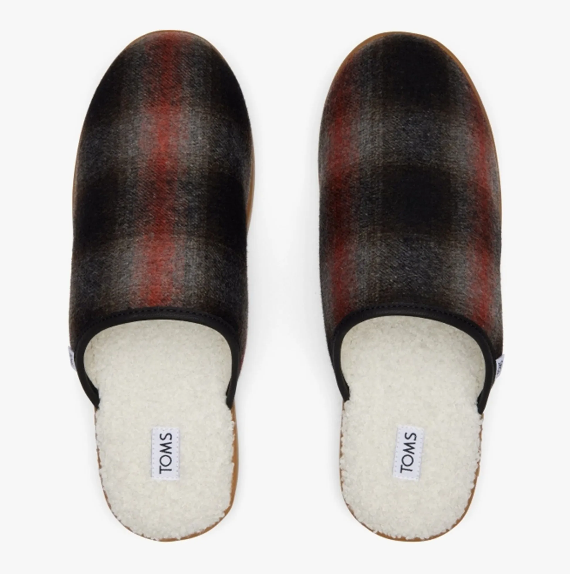 TOMS HARBOR Mens Felt Mule Slippers Red