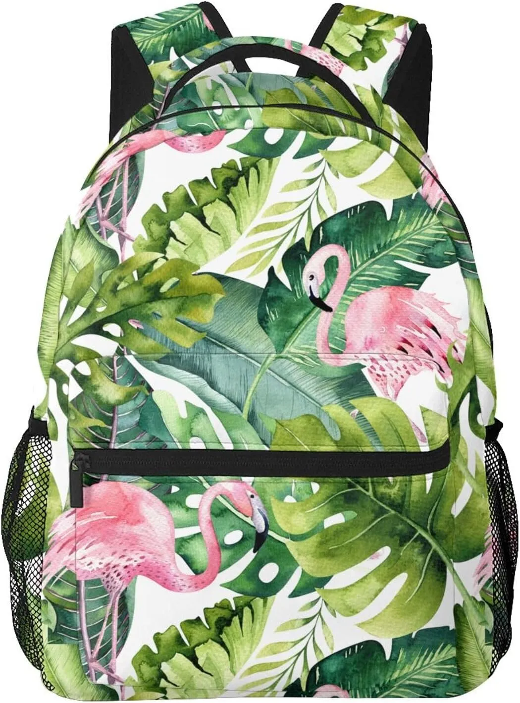 Tropical Flamingo Summer Palm Leaves Backpack For School Laptop Bags Bookbag Big Casual Daypack For Student Girls Boys Kids Teens Travel Sports Work