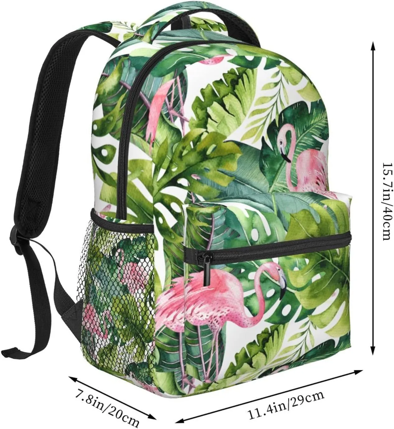 Tropical Flamingo Summer Palm Leaves Backpack For School Laptop Bags Bookbag Big Casual Daypack For Student Girls Boys Kids Teens Travel Sports Work