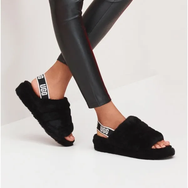 UGG FLUFF YEAH SLIDE Womens Slide Slippers Black