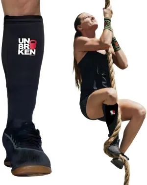 Unbrokenshop.com Cross Fit Shin Guard Calf Compression Sleeve, Weightlifting, Deadlift, Rope Climb, Box Jumps for Men Women, One Sleeve (Black)