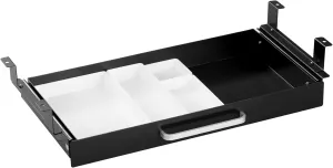 Under Desk Drawer Black 21" with 4 Divider Trays, Under Shelf Pencil Drawer Pull-out, Standing Desk Metal Storage Attachment Slide Out for Workbench