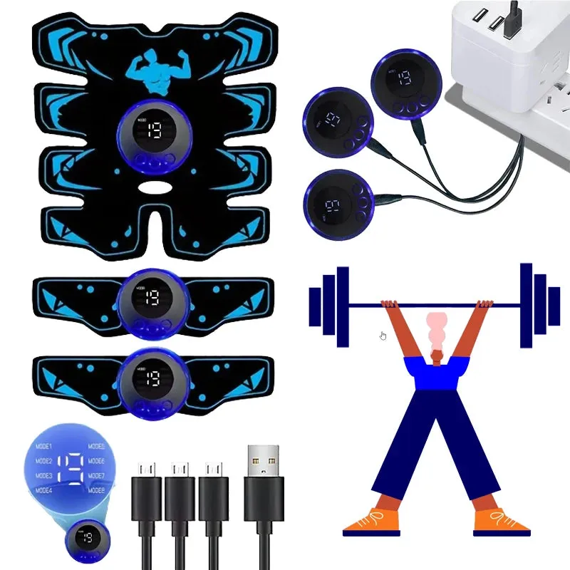 USB Rechargeable EMS Muscle Stimulator 3-in-1 Trainer