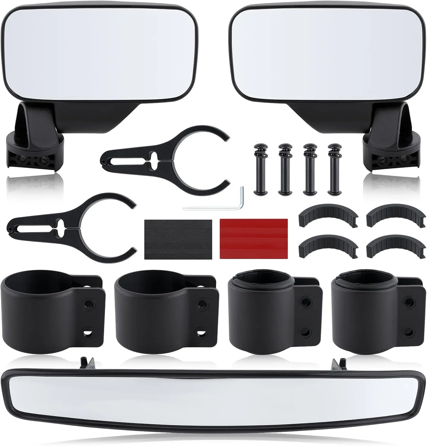 UTV Side Rear View Mirror & Center View Mirror With 1.75" to 2" Roll Bar Cage, Offroad Adjustable Rear View Side Mirrors Fit for Polaris RZR for Pioneer for Yamaha for Kawasaki
