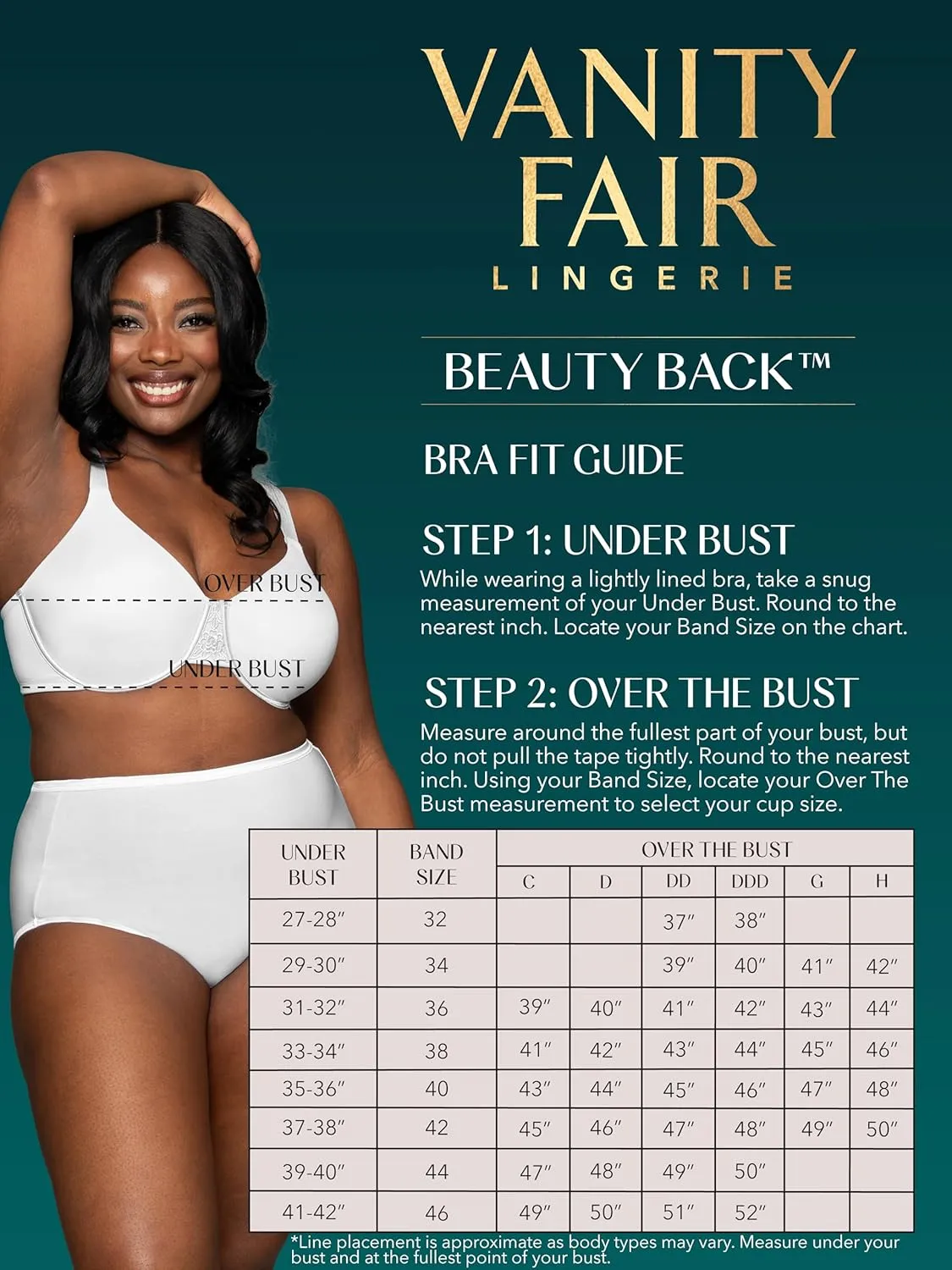 Vanity Fair Women's Beauty Back Smoothing Minimizer Bra, Minimizes Bust Line up to 1.5", Non Padded Cups up to H