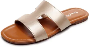 VenusCelia Women's H Band Wide Flat Sandal