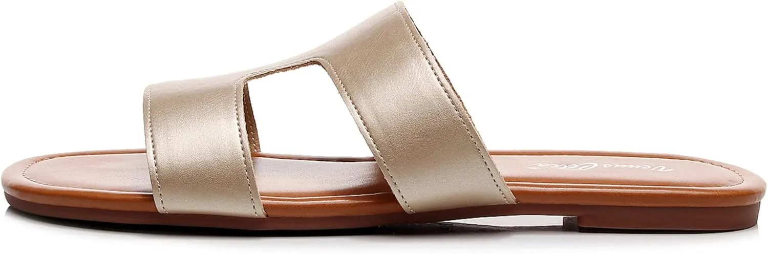 VenusCelia Women's H Band Wide Flat Sandal