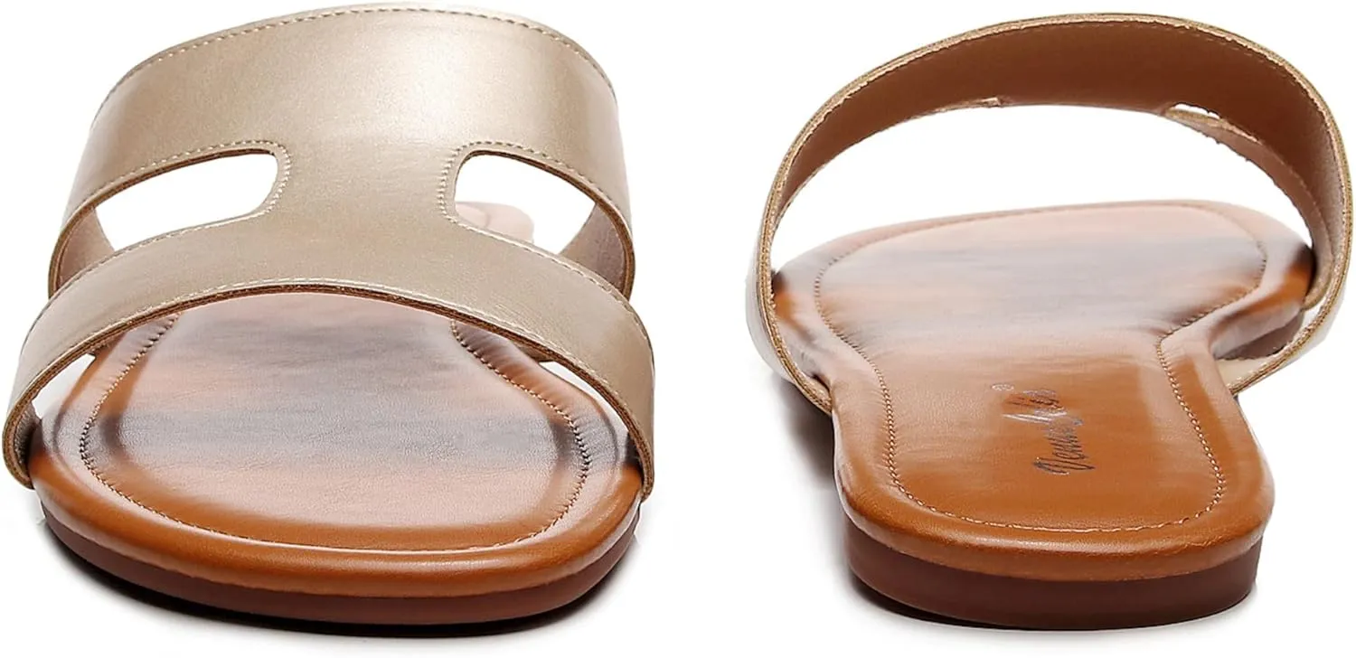 VenusCelia Women's H Band Wide Flat Sandal