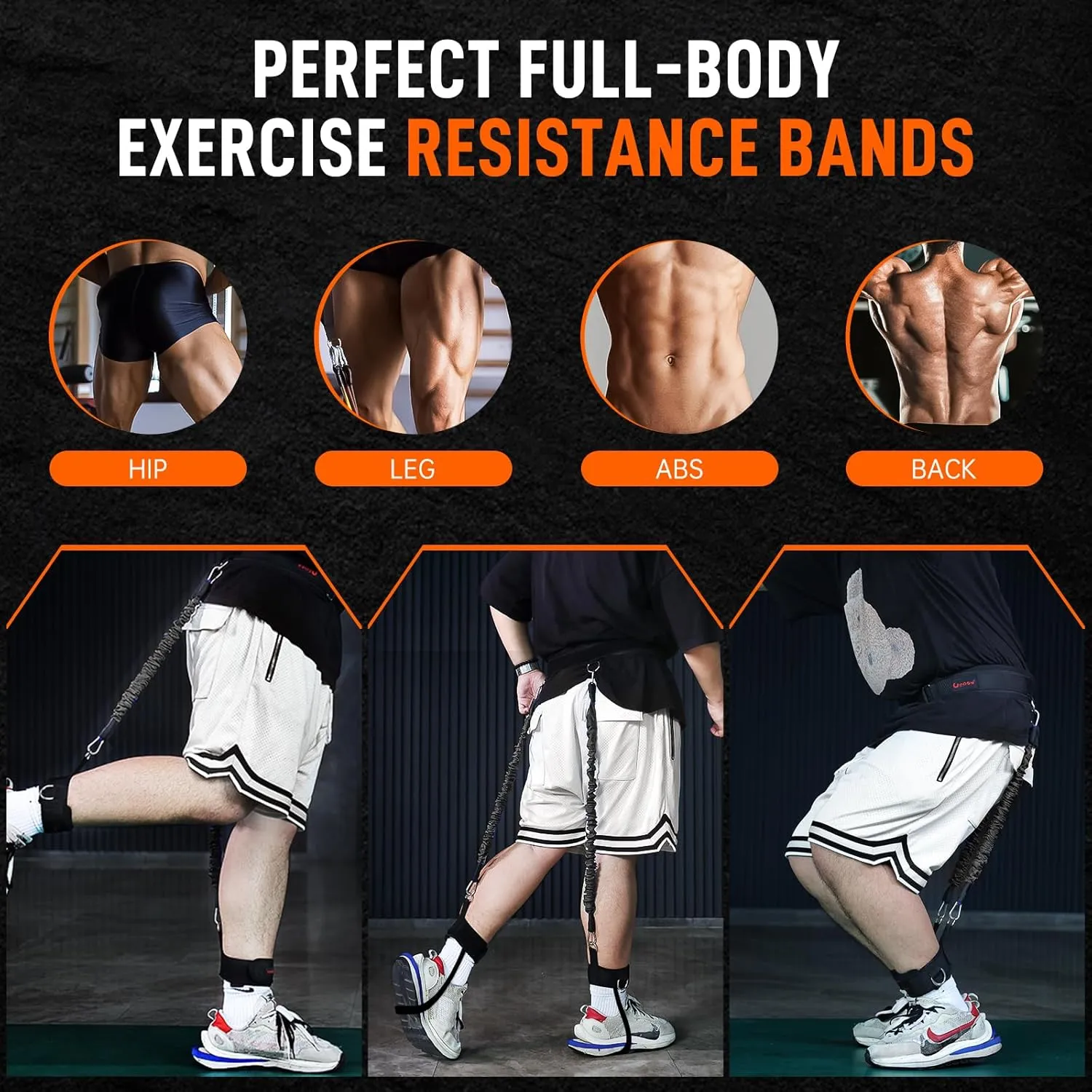 Vertical Jumping Trainer Jump Resistance Bands System with Adjustable Ankle Strap & Belt Horizontal Workout Equipment for Leaping Fitness Basketball Volleyball Football Tennis Leg Agility Training