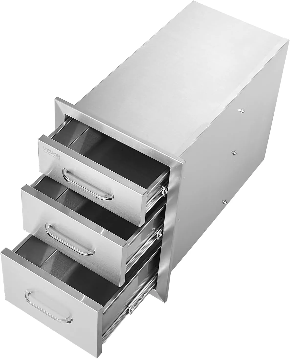 VEVOR 14x20.3 Inch Outdoor Kitchen Drawers Stainless Steel, Flush Mount Triple Drawers, 14W x 20.3H x 23D Inch, with Stainless Steel Handle, BBQ Drawers for Outdoor Kitchens or BBQ Island