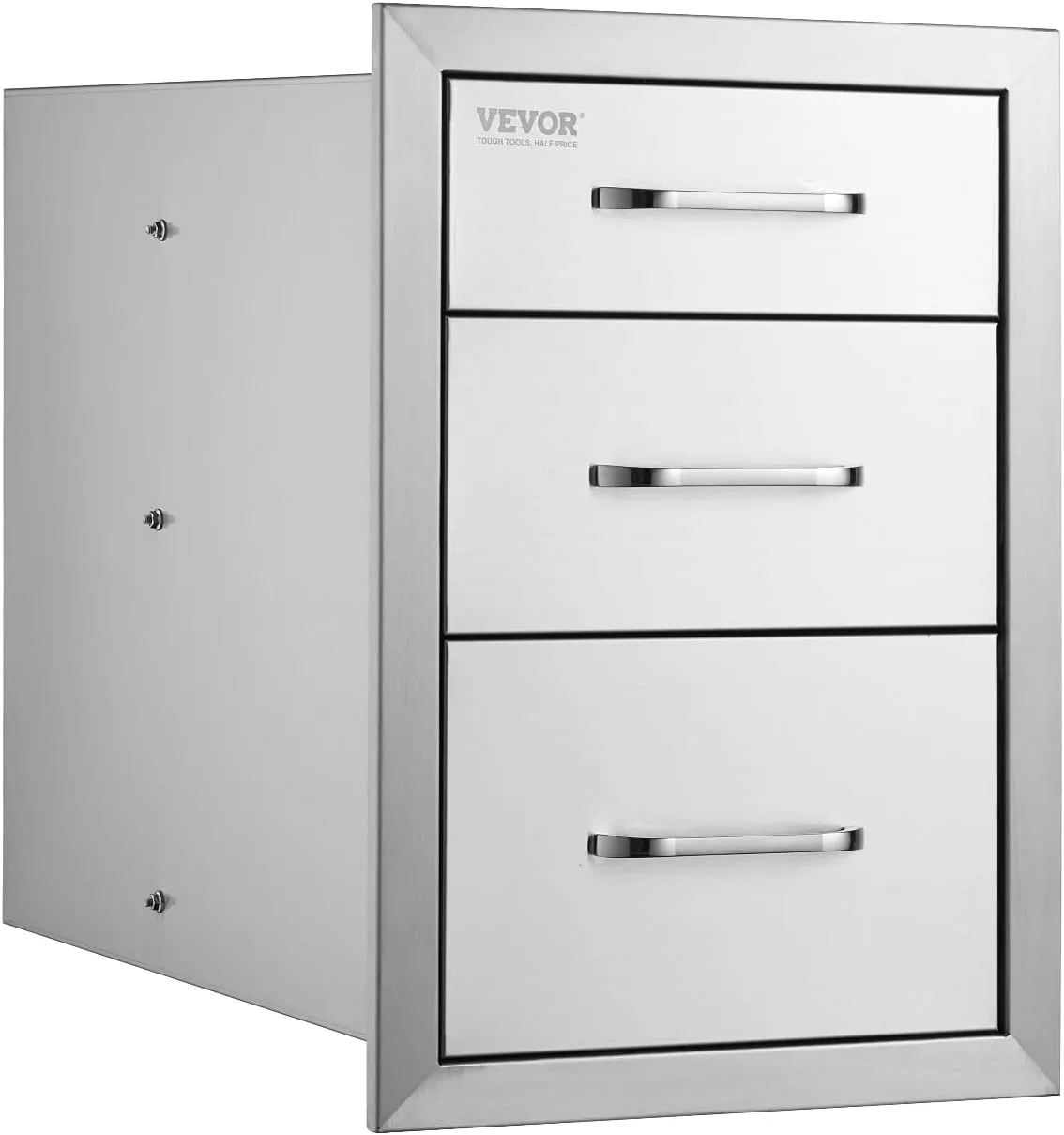 VEVOR 14x20.3 Inch Outdoor Kitchen Drawers Stainless Steel, Flush Mount Triple Drawers, 14W x 20.3H x 23D Inch, with Stainless Steel Handle, BBQ Drawers for Outdoor Kitchens or BBQ Island