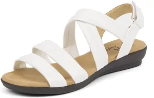 VJH confort Women’s Flat Sandals, Soft Straps Slip-on Open Toe Light Weight Elastic Slingback Comfort Casual Walking Sandals