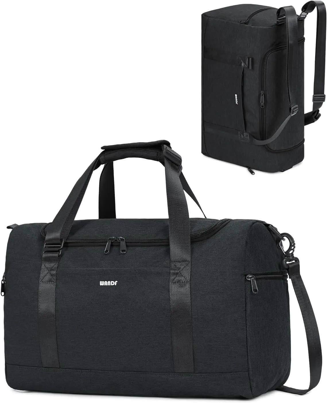 WANDF For Spirit Airlines Personal Item Bag 18x14x8 Travel Duffel Bag Weekender Overnight Bag Carry-on Luggage for Women （Black）