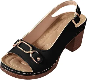 Wedge Sandals for Women 2025 Summer Casual Sandal Summer Open Toe Low Heel Shoes Orthopedic Sandals for Women Adjustable Strappy Beach Walking Shoes Chunky Heeled Sandal 2025
