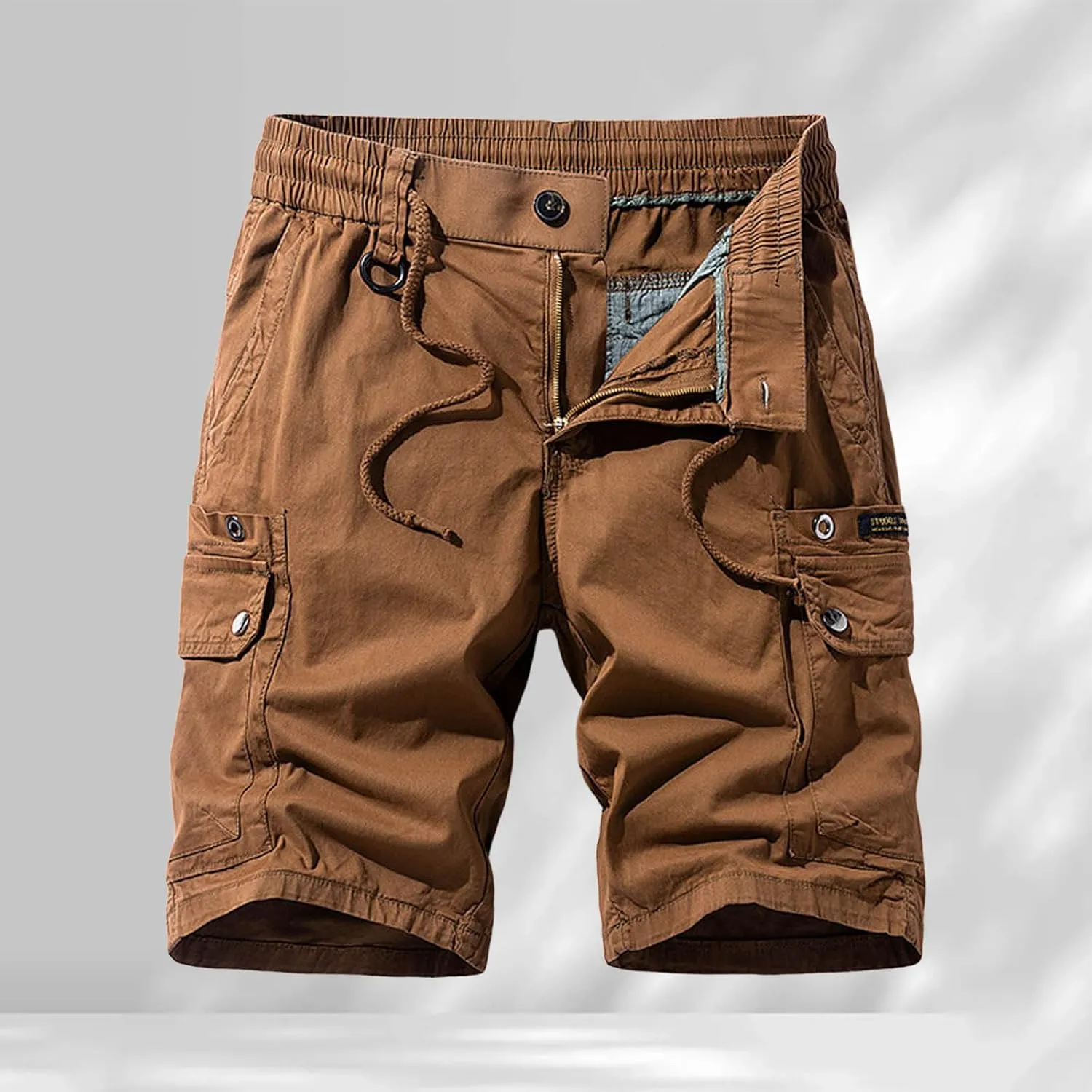 Wide Leg Shorts for Men Basic Plaid with Pockets Zipper Country Flattering Cargo Shorts for Men Hemming Countryside