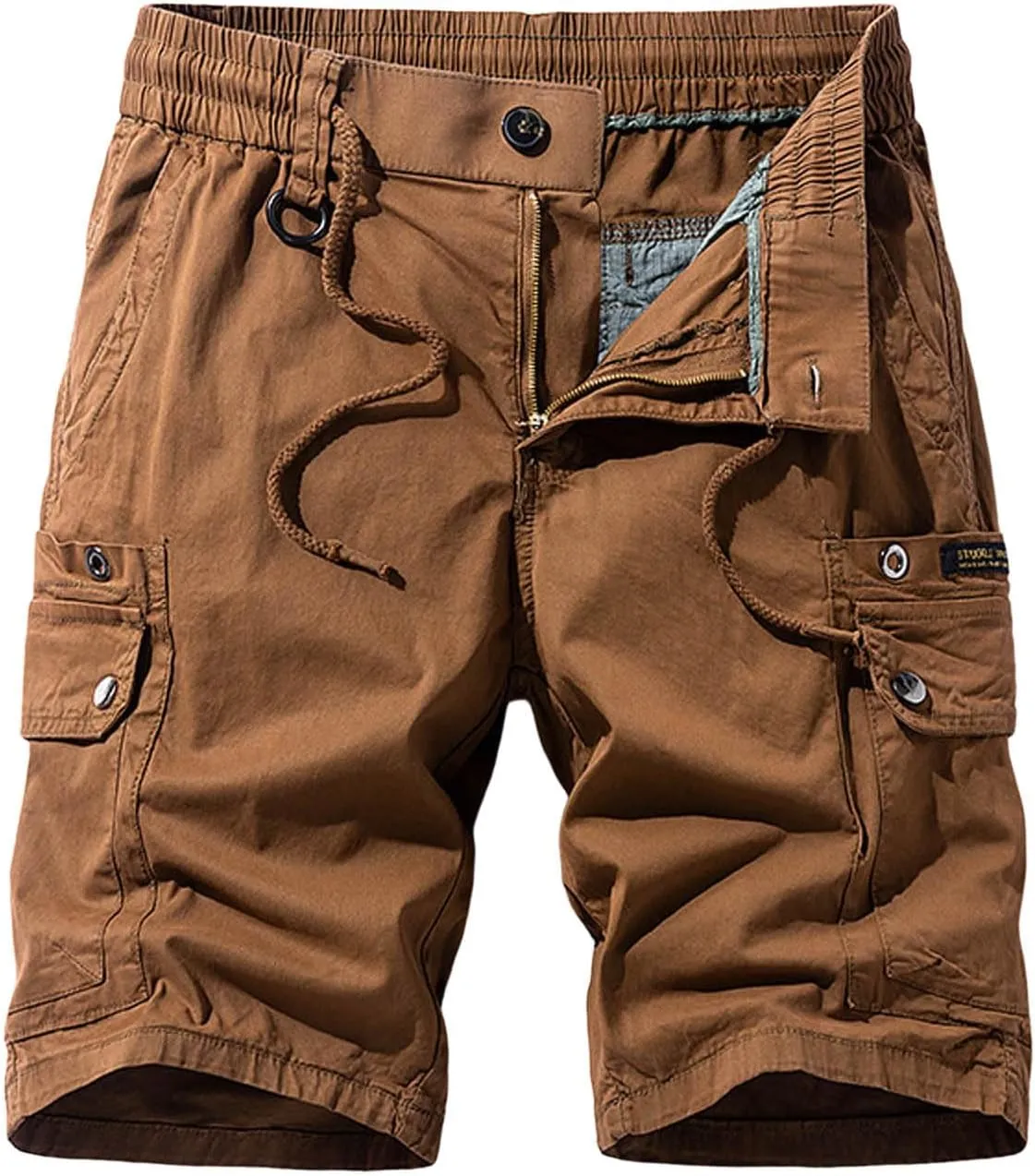 Wide Leg Shorts for Men Basic Plaid with Pockets Zipper Country Flattering Cargo Shorts for Men Hemming Countryside