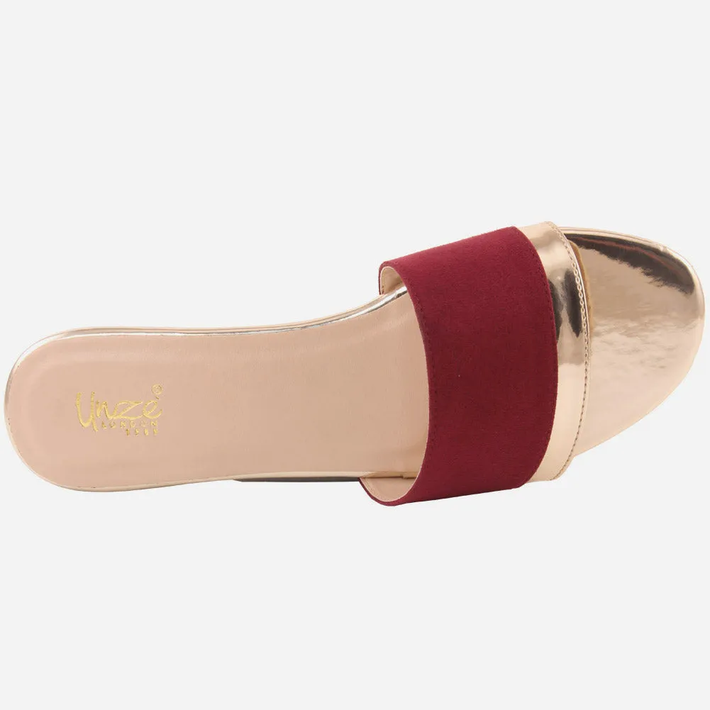 Women "MORAN" Glitter Mat Finish Slip On Slippers