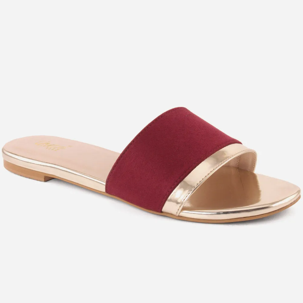 Women "MORAN" Glitter Mat Finish Slip On Slippers