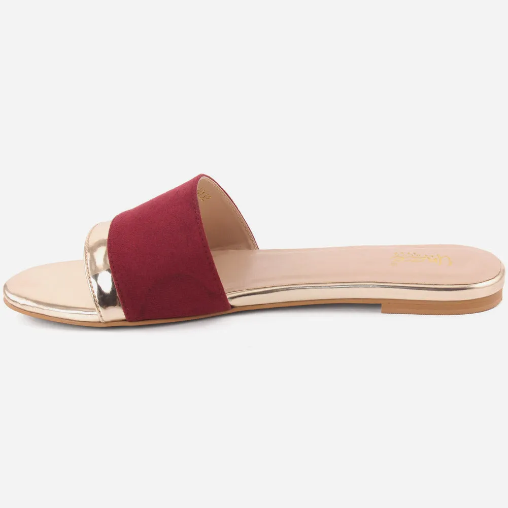 Women "MORAN" Glitter Mat Finish Slip On Slippers