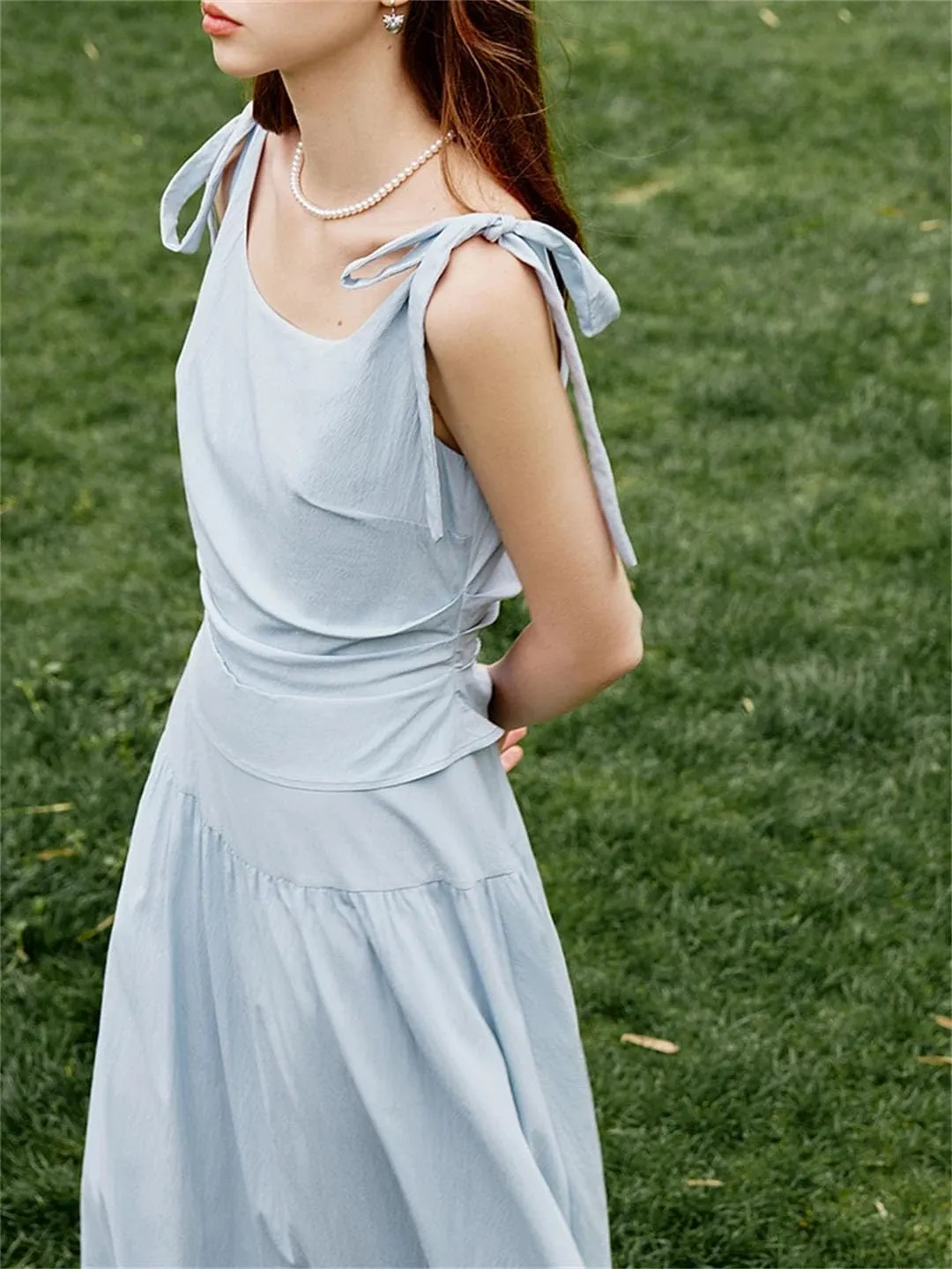 Women's French Style Elegant Casual Long Dress Unique Design Slim Strappy Long Dress