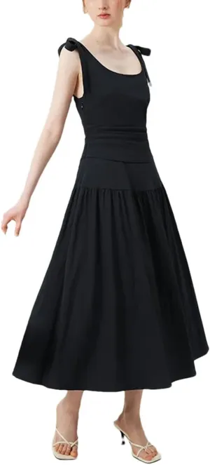 Women's French Style Elegant Casual Long Dress Unique Design Slim Strappy Long Dress
