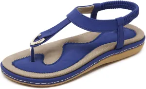 Women's Sandals Bohemia Summer Vintage Beach Flats Beaded Ankle Strappy Sandal Athletic Hiking Sandals Outdoor Walking Sandals