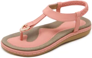 Women's Sandals Bohemia Summer Vintage Beach Flats Beaded Ankle Strappy Sandal Athletic Hiking Sandals Outdoor Walking Sandals