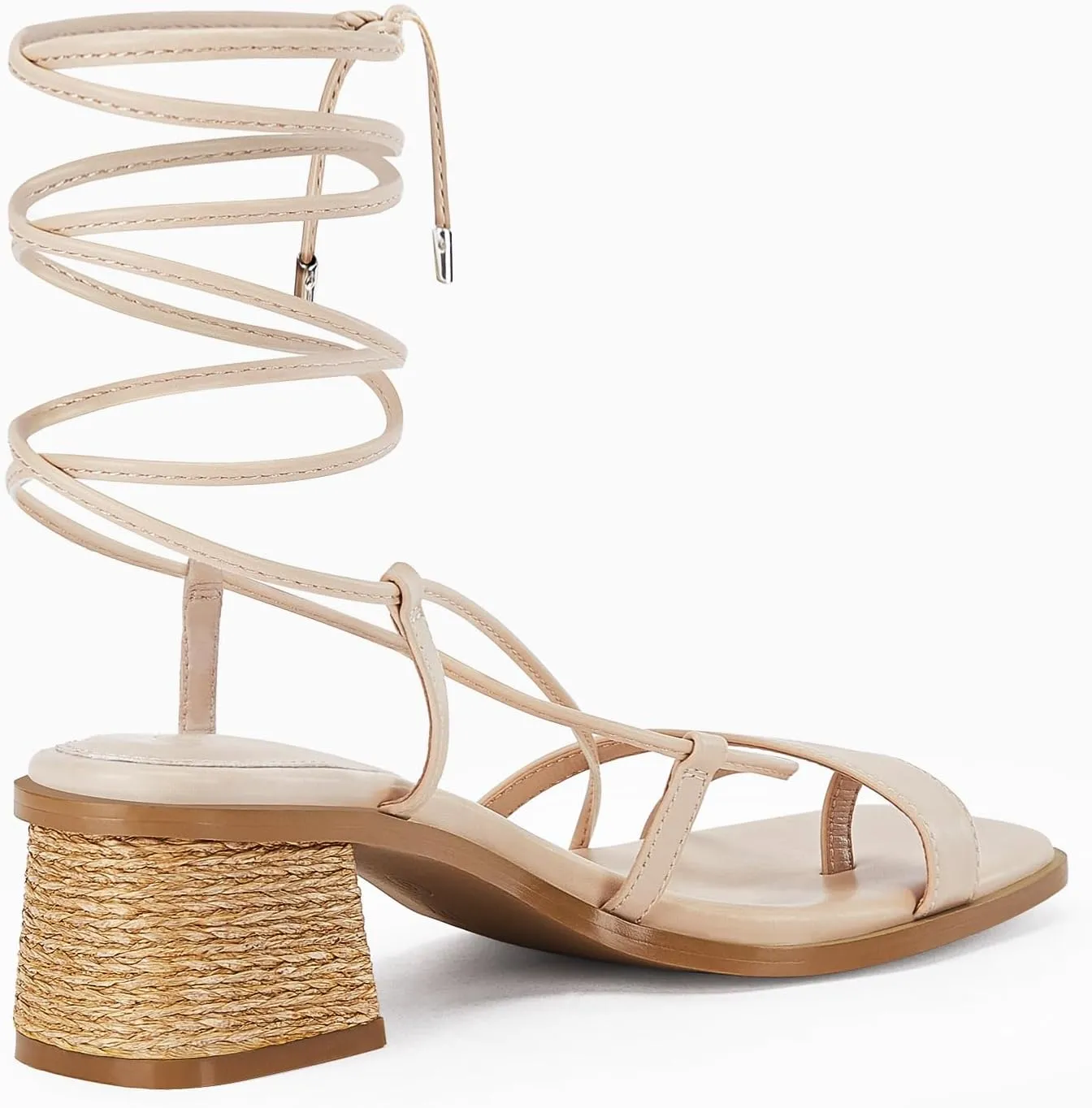 Womens Strappy Heels Thong Gladiator Flat Sandals Dressy Summer Low Chunky Block Heeled Roman Shoes