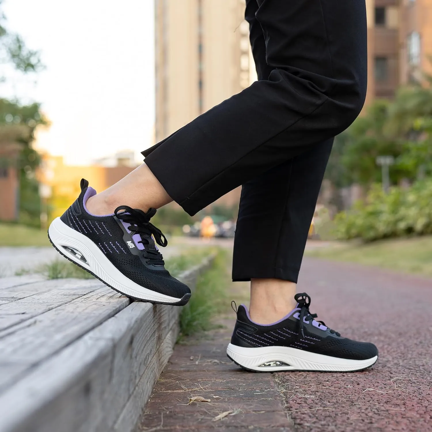Women's Walking Shoes with Arch Support Orthotic Sneakers for Plantar Fasciitis Heel and Foot Pain Relief Tennis PurpleBlack Size 9