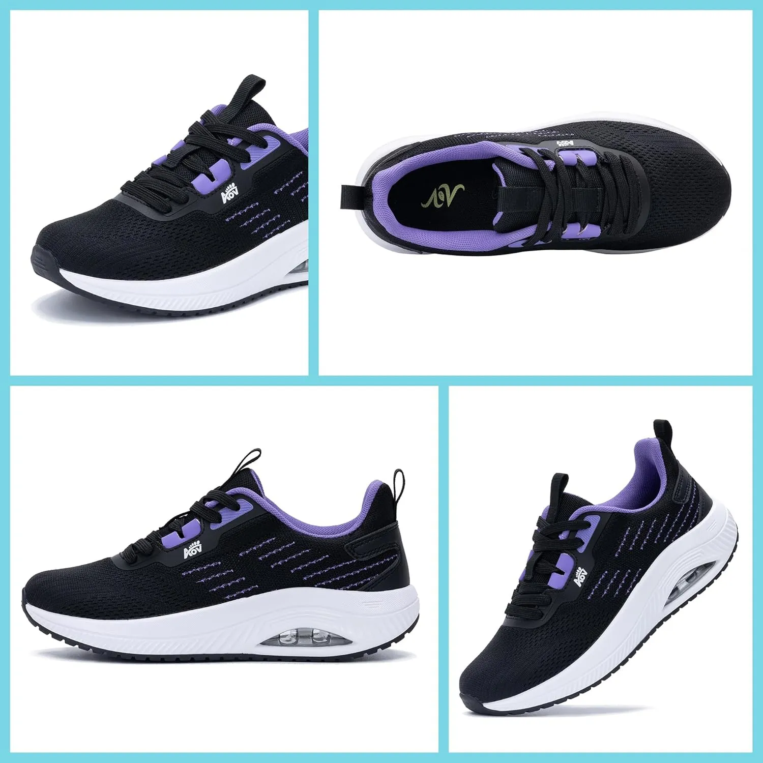 Women's Walking Shoes with Arch Support Orthotic Sneakers for Plantar Fasciitis Heel and Foot Pain Relief Tennis PurpleBlack Size 9